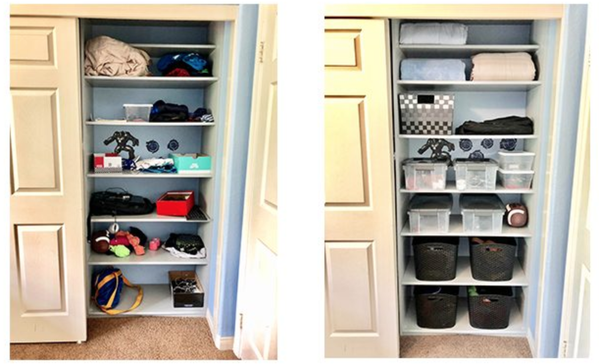 before and after closet organizing