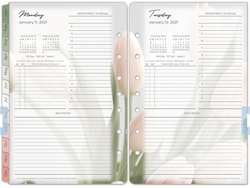 Classic Blooms 1 Page Per Day Ring-Bound Planner