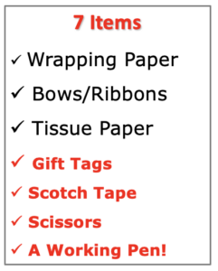 7 Items in Gift Wrap Center